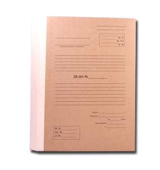 Архивная папка на завязках с гребнем (формат и титул под заказ, крафт/коленкор)
